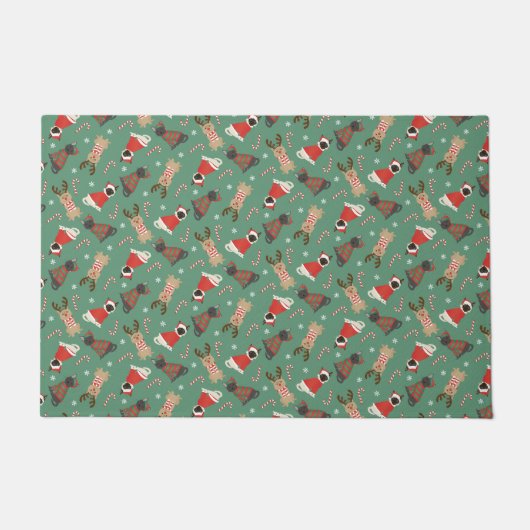 クリスマスの猫たち ドアマット (正面)