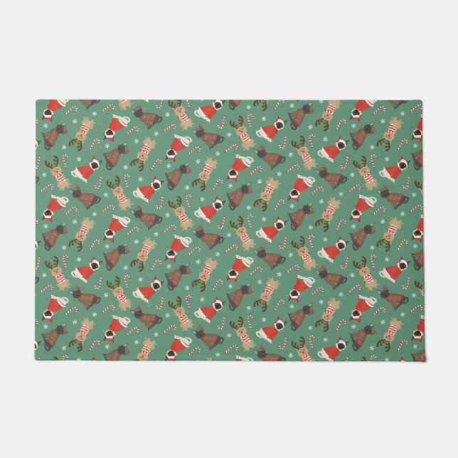 クリスマスの猫たち ドアマット (正面)