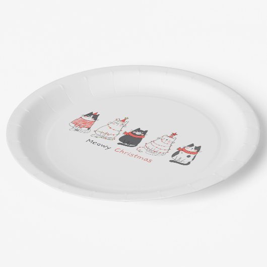 クリスマスの猫たち ペーパープレート (アングル)