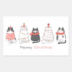 クリスマスの猫たち 長方形シール