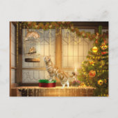 クリスマスの猫ちゃんおよびマウス シーズンポストカード (正面)