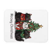 クリスマスの猫とホリデーツリー マグネット (横)