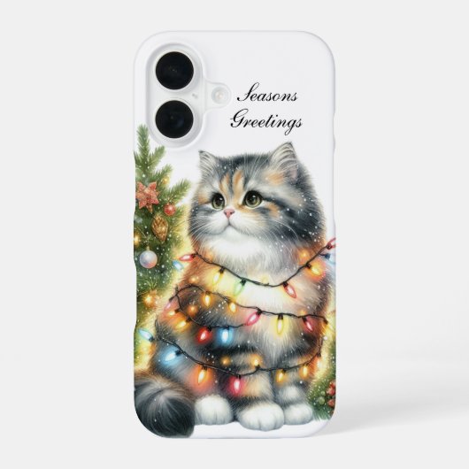 クリスマスの猫のカスタマイズグッズ iPhone 16ケース (裏面)