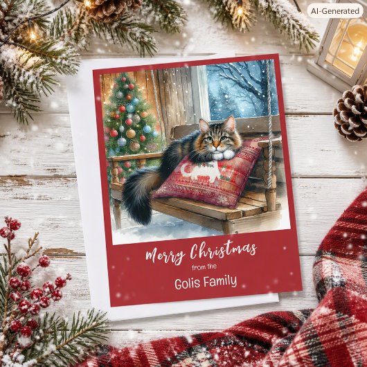 クリスマスの猫のカスタマイズ可能なホリデー ノートカード