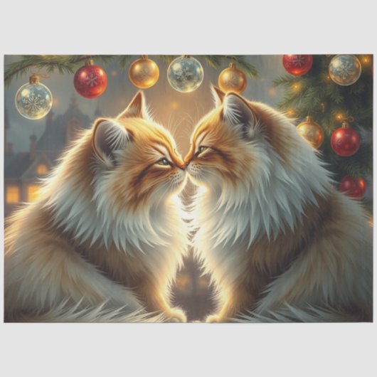 クリスマスの猫のキス ティシューペーパー 薄葉紙 (正面)