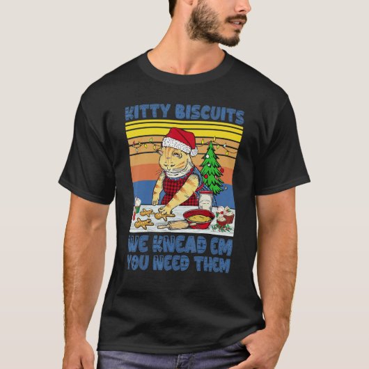 クリスマスの猫のクッキー作り キティビスケット Tシャツ (正面)