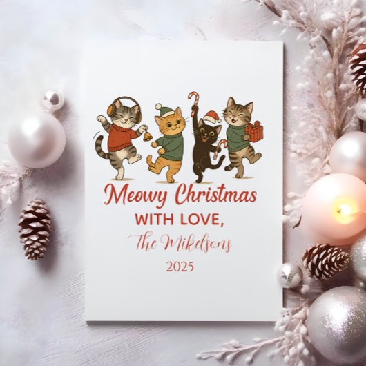 クリスマスの猫のホリデーパーティー シーズンカード