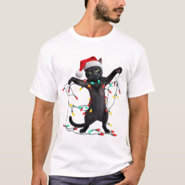 クリスマスの猫のホリデーライト Tシャツ