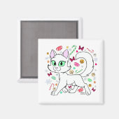 クリスマスの猫のマグネット (白) マグネット (正面/裏面)