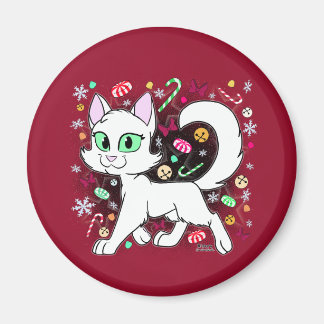 クリスマスの猫のマグネット(赤) マグネット