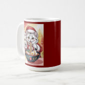 クリスマスの猫のラーメン 日本の休日 コーヒーマグカップ (正面左)