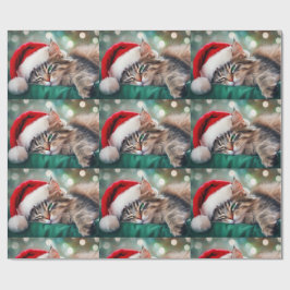クリスマスの猫の昼寝 ラッピングペーパー