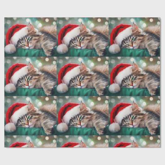 クリスマスの猫の昼寝 ラッピングペーパー (フラット)