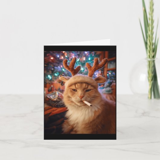 クリスマスの猫の煙草メメ・ジェネレーションZの快適さ カード (正面)
