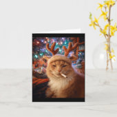 クリスマスの猫の煙草メメ・ジェネレーションZの快適さ カード (黄色い花)