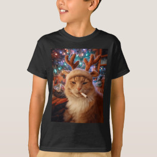 クリスマスの猫の煙草メメ ジェネレーションZ 安心感 Tシャツ