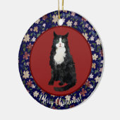 クリスマスの猫の花 セラミックオーナメント (左)