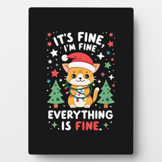 クリスマスの猫は元気です Xmas Cat Chr フォトプラーク (正面)