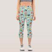 クリスマスの猫を着たホリデーセーター柄 カプリレギンス (正面)