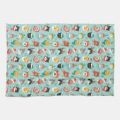 クリスマスの猫を着たホリデーセーター柄 キッチンタオル (横)