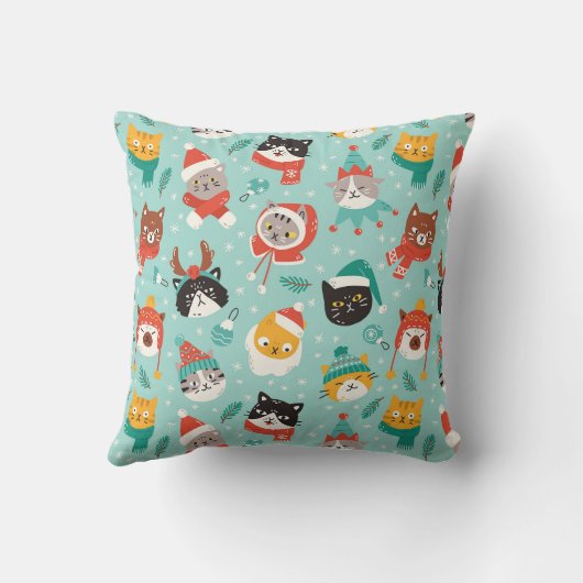 クリスマスの猫を着たホリデーセーター柄 クッション (裏面)