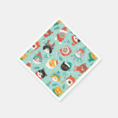 クリスマスの猫を着たホリデーセーター柄 スタンダードカクテルナプキン (角)