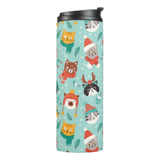 クリスマスの猫を着たホリデーセーター柄 タンブラー (回転左)