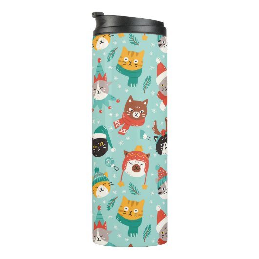 クリスマスの猫を着たホリデーセーター柄 タンブラー (回転右)