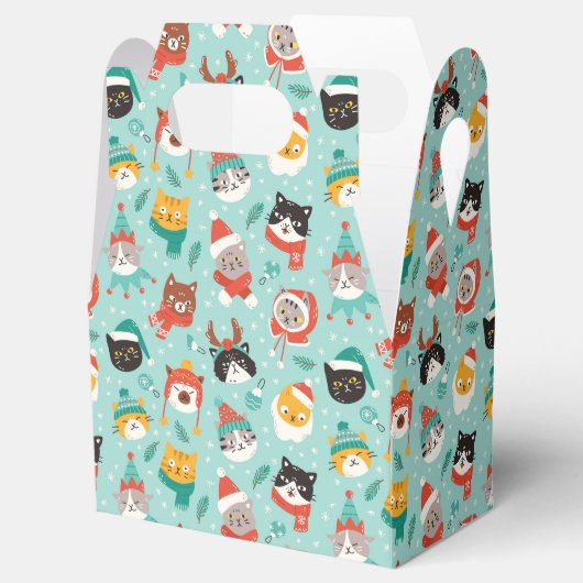 クリスマスの猫を着たホリデーセーター柄 フェイバーボックス (オープン)