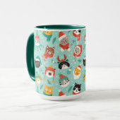 クリスマスの猫を着たホリデーセーター柄 マグカップ (正面左)