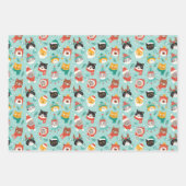 クリスマスの猫を着たホリデーセーター柄 ラッピングペーパーシート (正面2)