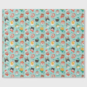 クリスマスの猫を着たホリデーセーター柄 ラッピングペーパー (フラット)