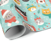 クリスマスの猫を着たホリデーセーター柄 ラッピングペーパー (ロールコーナー)
