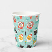 クリスマスの猫を着たホリデーセーター柄 紙コップ (右)