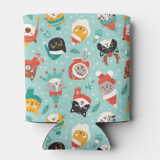 クリスマスの猫を着たホリデーセーター柄 缶クーラー (裏面)