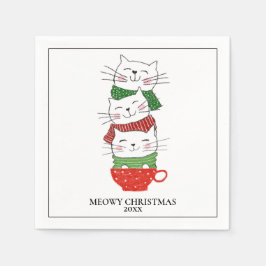 クリスマスの猫カスタムキャットカップマフラーキュート スタンダードカクテルナプキン