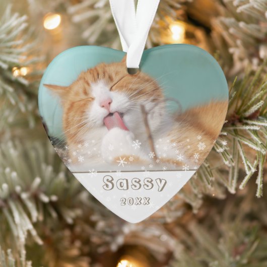 クリスマスの猫ペットのお守り写真 ホリデーグッズ オーナメント (ツリー)