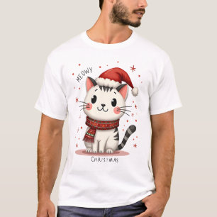 クリスマスの猫好きのためのおかしいホリデーグッズ C Tシャツ