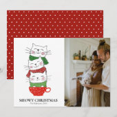 クリスマスの猫3匹のマグカップスカーフ 写真入り かわいい シーズンカード (正面/裏面)