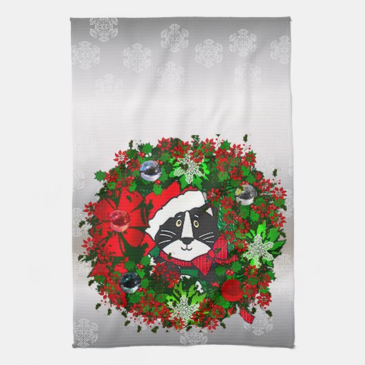 クリスマスの猫 キッチンタオル (縦)