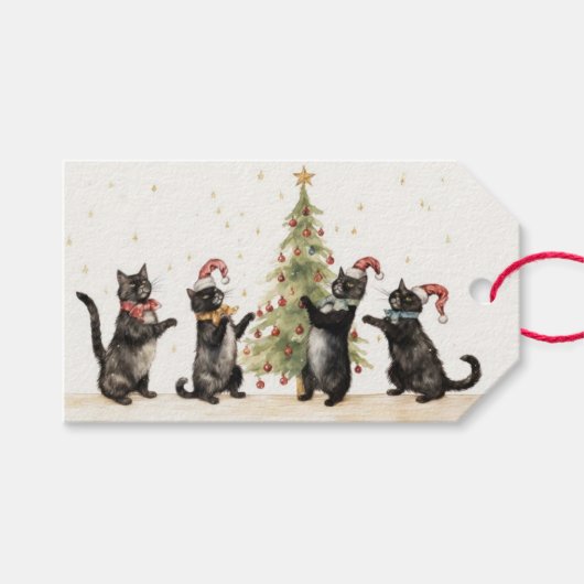クリスマスの猫 ギフトタグ (正面(横))