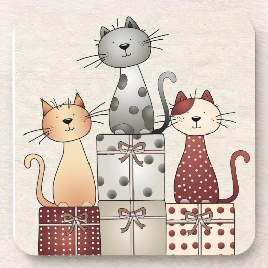 クリスマスの猫 コースター (正面)