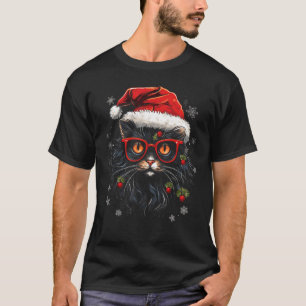 クリスマスの猫 サンタ帽子 Xmas ライト クリスマス キティ Tシャツ