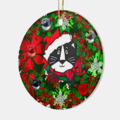 クリスマスの猫 セラミックオーナメント (左)