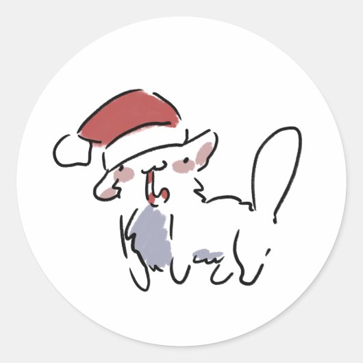 クリスマスの猫 ラウンドシール (正面)