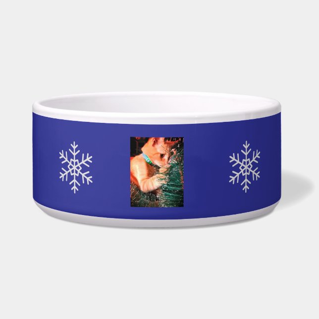 クリスマスの猫 写真をカスタマイズ ボウル (正面)