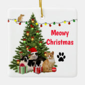 クリスマスの猫 / 猫好きのためのホリデー セラミックオーナメント (正面)