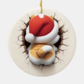 クリスマスの猫 3D効果（実際の3Dではありません） セラミックオーナメント (裏面)