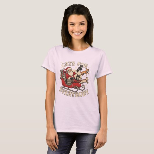 クリスマスの猫 Tシャツ (正面フル)