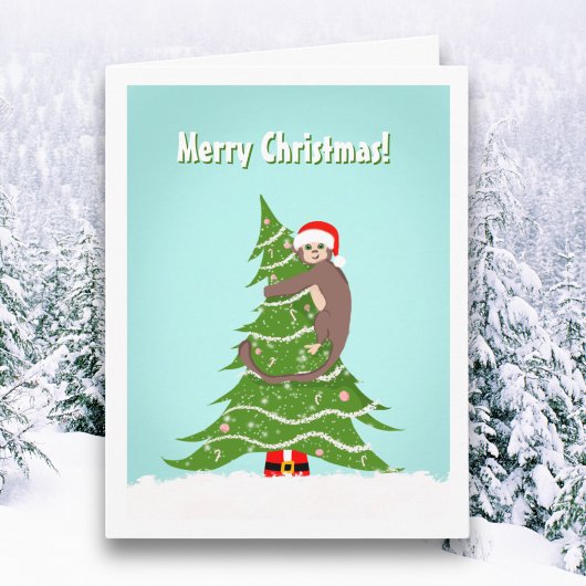 クリスマスの猿 木登り カード
